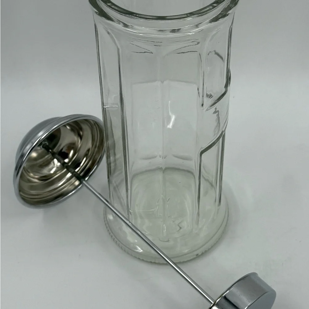 Straw Dispenser 11 Inch Vintage Heavy TableCraft Paneled‎ Clear Glass Metal Lift